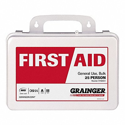 GRAINGER 54776021 First Aid Kit + Housing 142pcs WHT