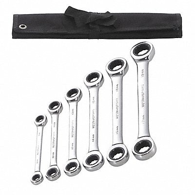 WESTWARD 54DG35 Box End Wrench Set Fll Plsh Standard Metrc