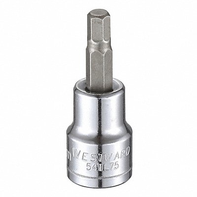 WESTWARD 54TL75 Socket Bit Steel 3/8 in TpSz 5.5 mm