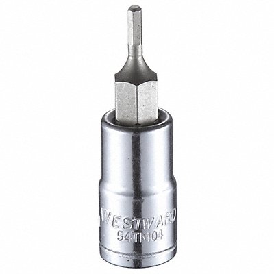 WESTWARD 54TM04 Socket Bit Steel 1/4 in TpSz 2 mm
