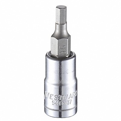WESTWARD 54TM07 Socket Bit Steel 1/4 in TpSz 3.5 mm