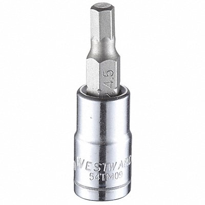 WESTWARD 54TM09 Socket Bit Steel 1/4 in TpSz 4.5 mm