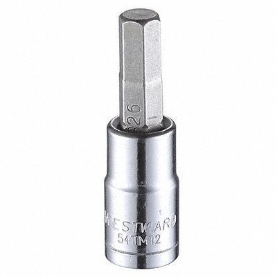 WESTWARD 54TM12 Socket Bit Steel 1/4 in TpSz 6 mm