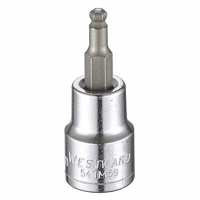WESTWARD 54TM59 Socket Bit Steel 3/8 in TpSz 4 mm