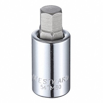 WESTWARD 54TM80 Socket Bit Steel 1/2 in TpSz 1/2 in