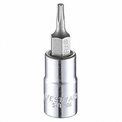WESTWARD 54TN08 Socket Bit Steel 1/4 in TpSz T10