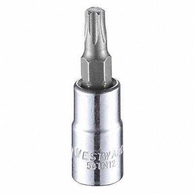 WESTWARD 54TN12 Socket Bit Steel 1/4 in TpSz T27