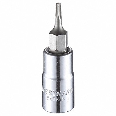 WESTWARD 54TN18 Socket Bit Steel 1/4 in TpSz T8