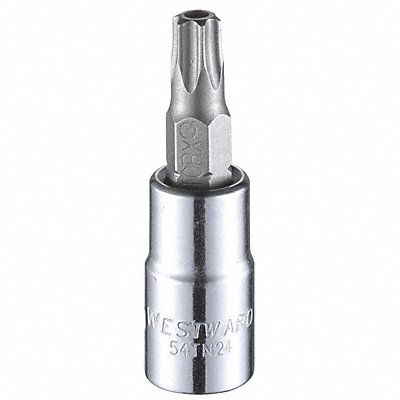 WESTWARD 54TN24 Socket Bit Steel 1/4 in TpSz T30
