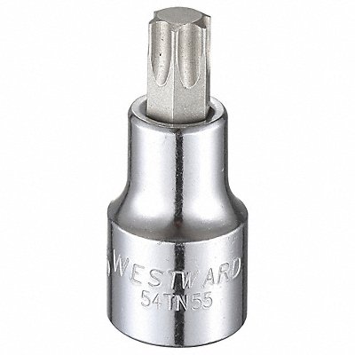 WESTWARD 54TN55 Socket Bit Steel 1/2 in TpSz T55