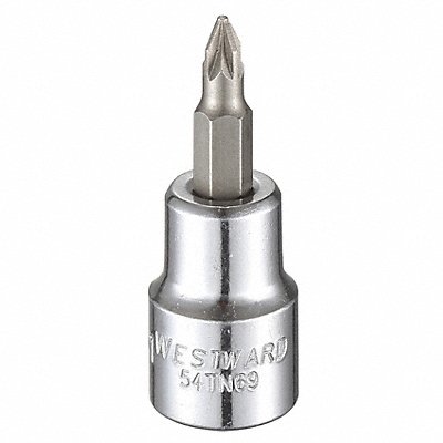WESTWARD 54TN69 Socket Bit Steel 3/8 in TpSz #1
