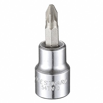 WESTWARD 54TN70 Socket Bit Steel 3/8 in TpSz #2