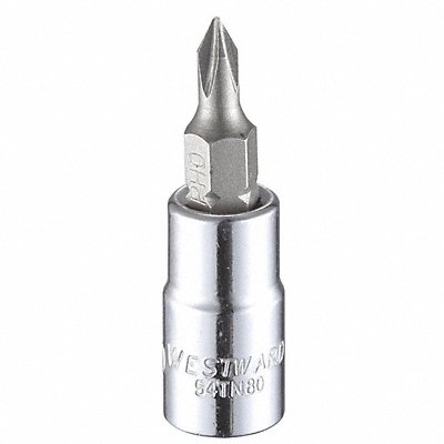 WESTWARD 54TN80 Socket Bit Steel 1/4 in TpSz #0