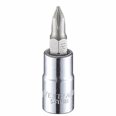 WESTWARD 54TN81 Socket Bit Steel 1/4 in TpSz #1