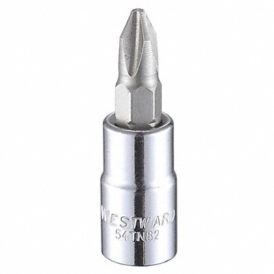 WESTWARD 54TN82 Socket Bit Steel 1/4 in TpSz #2