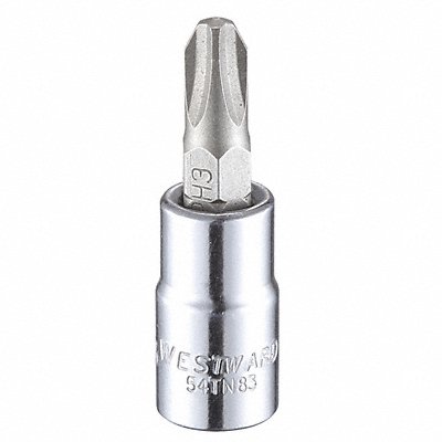 WESTWARD 54TN83 Socket Bit Steel 1/4 in TpSz #3