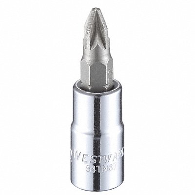 WESTWARD 54TN87 Socket Bit Steel 1/4 in TpSz #2