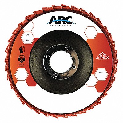 ARC ABRASIVES 10670213 Flap Disc 4-1/2 Dia Type 27 Coated