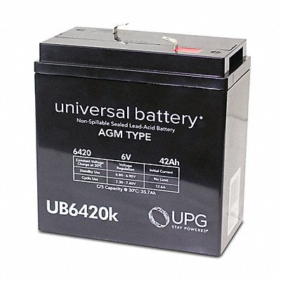 GRAINGER 40560 Sealed Lead Acid Battery 6VDC 6.43 H