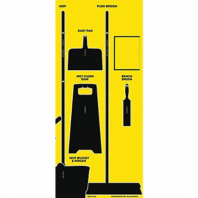 GRAINGER GPSM107 Shadow Board Cleaning Blk Shadow Color