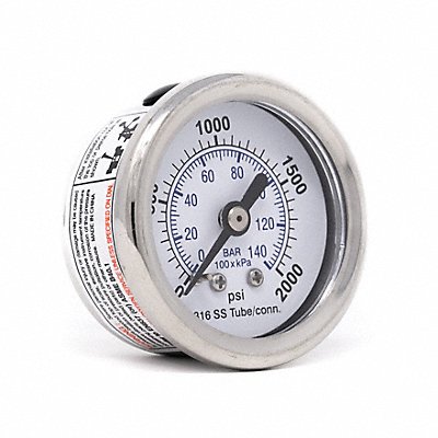 PIC GAUGES PRO302D158O01 Pressure Gauge Nominal 1-1/2 Dial