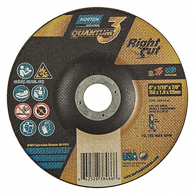 NORTON 66252838466 Abrasive Cut Off Wheel 6 Dia 36 Grit