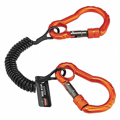 ERGODYNE 3166 Coiled Lanyard Black For Harness PK6
