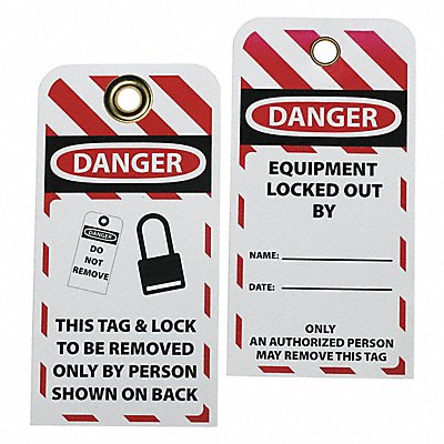 SKILCRAFT 534000NIB0405 Lockout Tag Black Red/Wht Plastic PK10