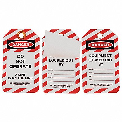 SKILCRAFT 534000NIB0406 Lockout Tag Black Red/Wht Plastic PK10