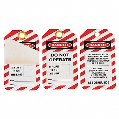 SKILCRAFT 534000NIB0407 Lockout Tag Black Red/White Vinyl PK10