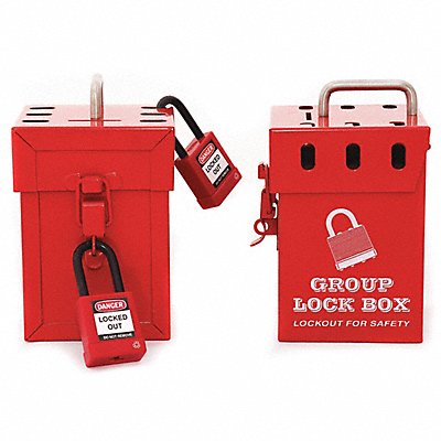 SKILCRAFT 534000NIB0395 Group Lockout Box Red Steel 7-1/2 H