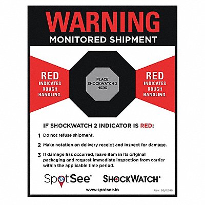 SHOCKWATCH 26126 Shock Indicator Companion Label PK200