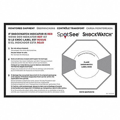 SHOCKWATCH 26107ML2 Shock Indicator Companion Label PK200