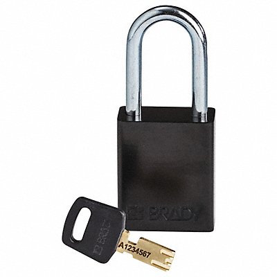 BRADY ALUBLK38STKD Lockout Padlock Al Black Key Different