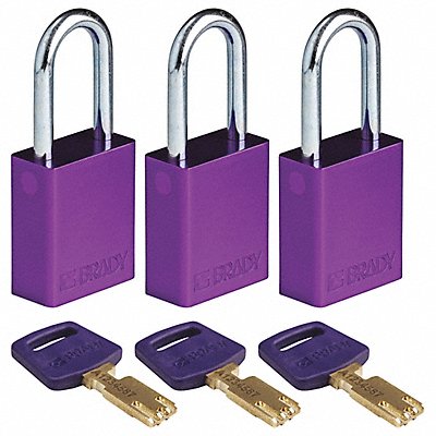 BRADY ALUPRP38STKA3PK Lockout Padlock Al Open Shackel PK3