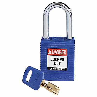 BRADY NYLBLU38STKD Lockout Padlock Blue 1-13/16 H Body