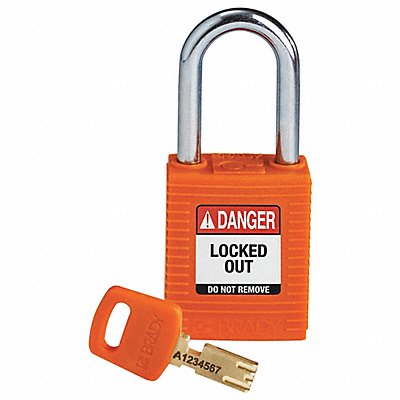 BRADY NYLORG38STKD Lockout Padlock Orange 1-13/16 H Body