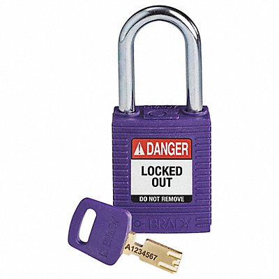 BRADY NYLPRP38STKD Lockout Padlock Purple 1-13/16 H Body