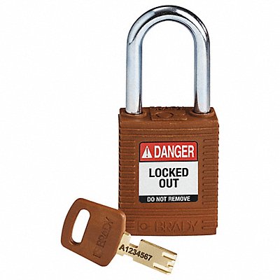 BRADY NYLBRN38STKD Lockout Padlock Brown 1-13/16 H Body