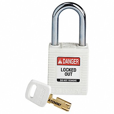 BRADY NYellowHT38STKD Lockout Padlock White 1-13/16 H Body