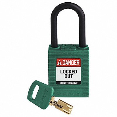 BRADY NYLGRN38PLKD Lockout Padlock Green 1-13/16 H Body