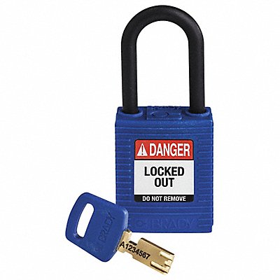 BRADY NYLBLU38PLKD Lockout Padlock Blue 1-13/16 H Body