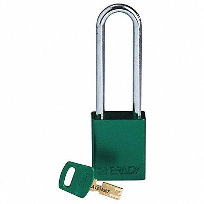 BRADY ALUGRN76STKD Lockout Padlock Green 1-13/16 H Body