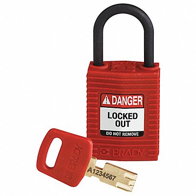 BRADY CPTRED25PLKD Lockout Padlock Red 1-21/32 H Body