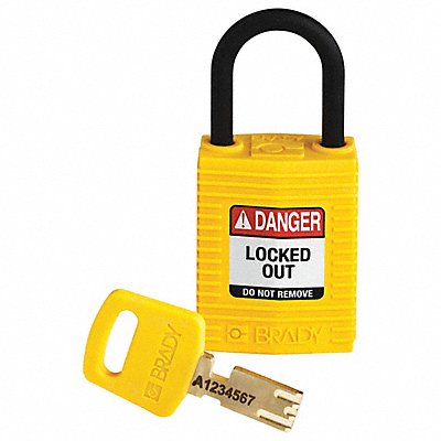 BRADY CPTYellow25PLKD Lockout Padlock Yellow 1-21/32 H Body