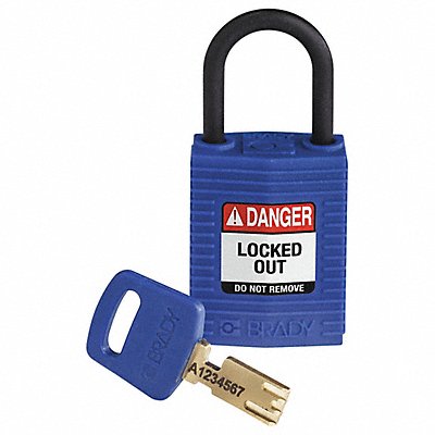 BRADY CPTBLU25PLKD Lockout Padlock Blue 1-21/32 H Body