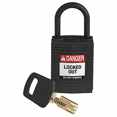 BRADY CPTBLK25PLKD Lockout Padlock Black 1-21/32 H Body