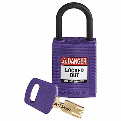 BRADY CPTPRP25PLKD Lockout Padlock Purple 1-21/32 H Body