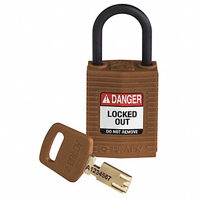 BRADY CPTBRN25PLKD Lockout Padlock Brown 1-21/32 H Body