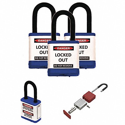 ZING 700KA3BLUE Lockout Padlock 1-1/2 H Shackle PK3